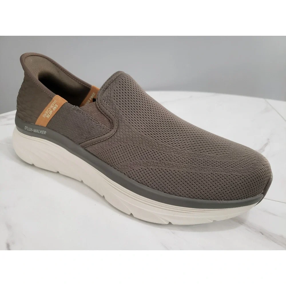 SKECHERS MEN'S‎ D'LUX WALKER-ORFORD 232455BRN MEDIUM WIDTH SLIP-IN WALKING SHOES